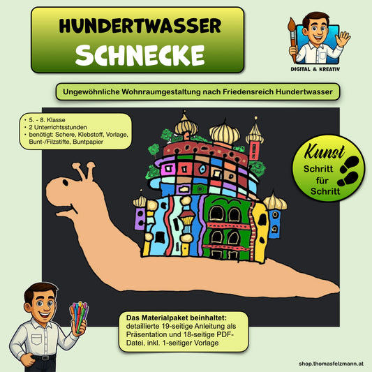 Hundertwasser Schnecke Kunstprojekt, 21 Folien + 1 Kopiervorlage) – Titelbild