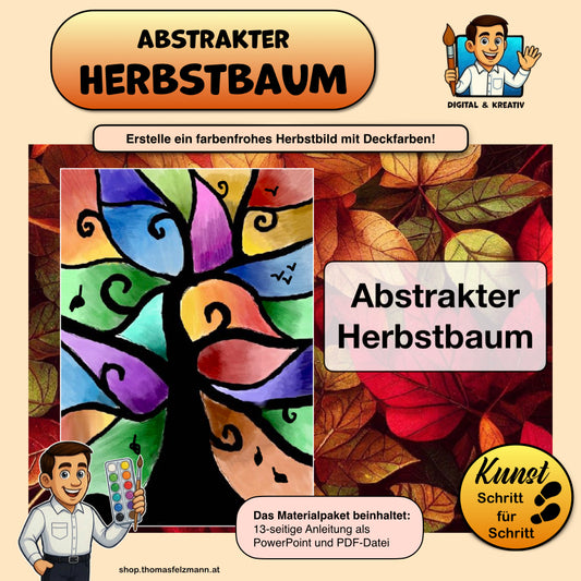Herbstbaum Titelblatt abstrakte Deckfarbenmalerei