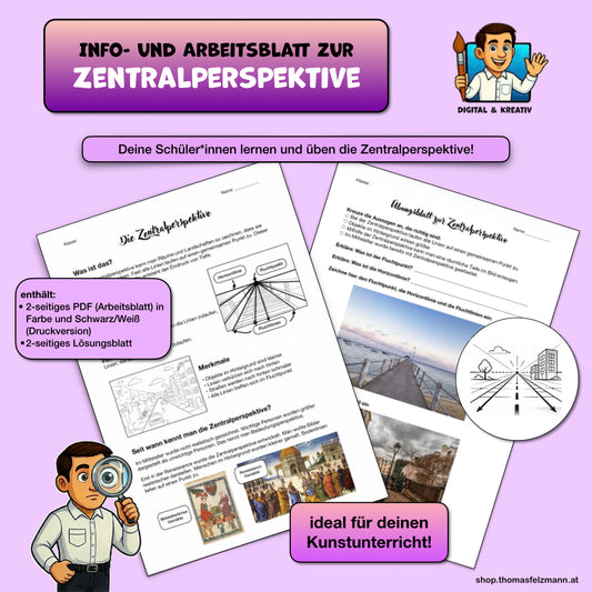 Arbeitsblatt und Infoblatt zur Zentralperspektive Übersicht