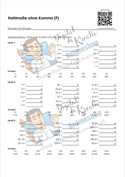 Hohlmaße mit Komma (ml, cl, dl, l, hl) | Arbeitsheft (178 Seiten inkl. Lösungen)