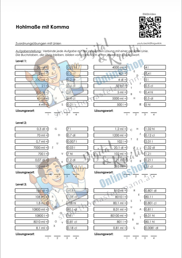 Hohlmaße mit Komma (ml, cl, dl, l, hl) | Arbeitsheft (178 Seiten inkl. Lösungen)