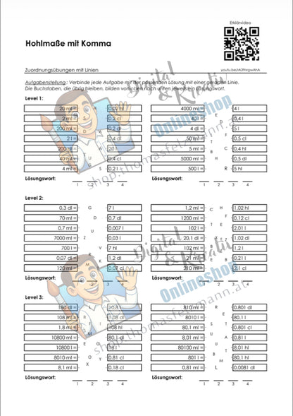 Hohlmaße mit Komma (ml, cl, dl, l, hl) | Arbeitsheft (178 Seiten inkl. Lösungen)