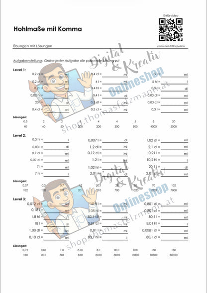 Hohlmaße mit Komma (ml, cl, dl, l, hl) | Arbeitsheft (178 Seiten inkl. Lösungen)