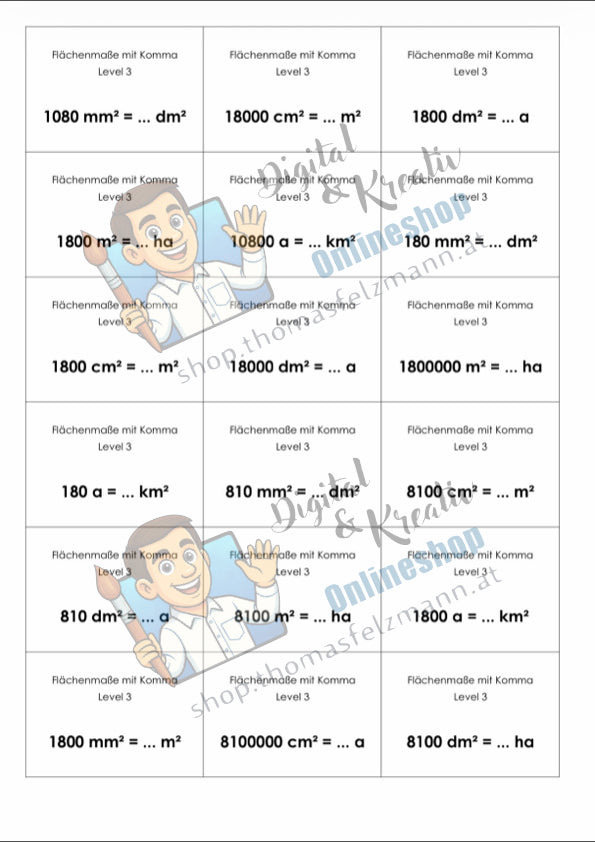 Flächenmaße mit Komma (mm², cm², dm², m², a, ha, km²) | Arbeitsheft (172 Seiten inkl. Lösungen)