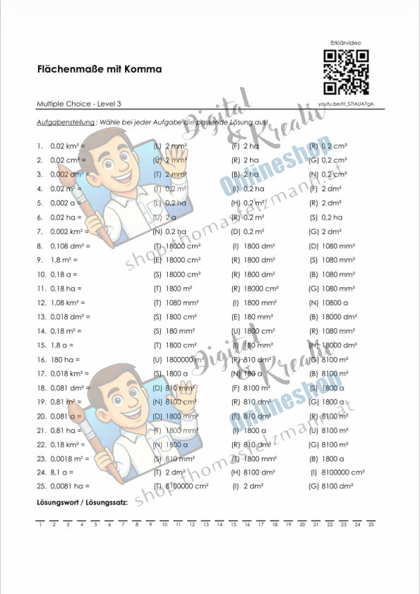 Flächenmaße mit Komma (mm², cm², dm², m², a, ha, km²) | Arbeitsheft (172 Seiten inkl. Lösungen)