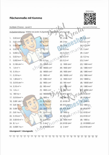 Flächenmaße mit Komma (mm², cm², dm², m², a, ha, km²) | Arbeitsheft (172 Seiten inkl. Lösungen)
