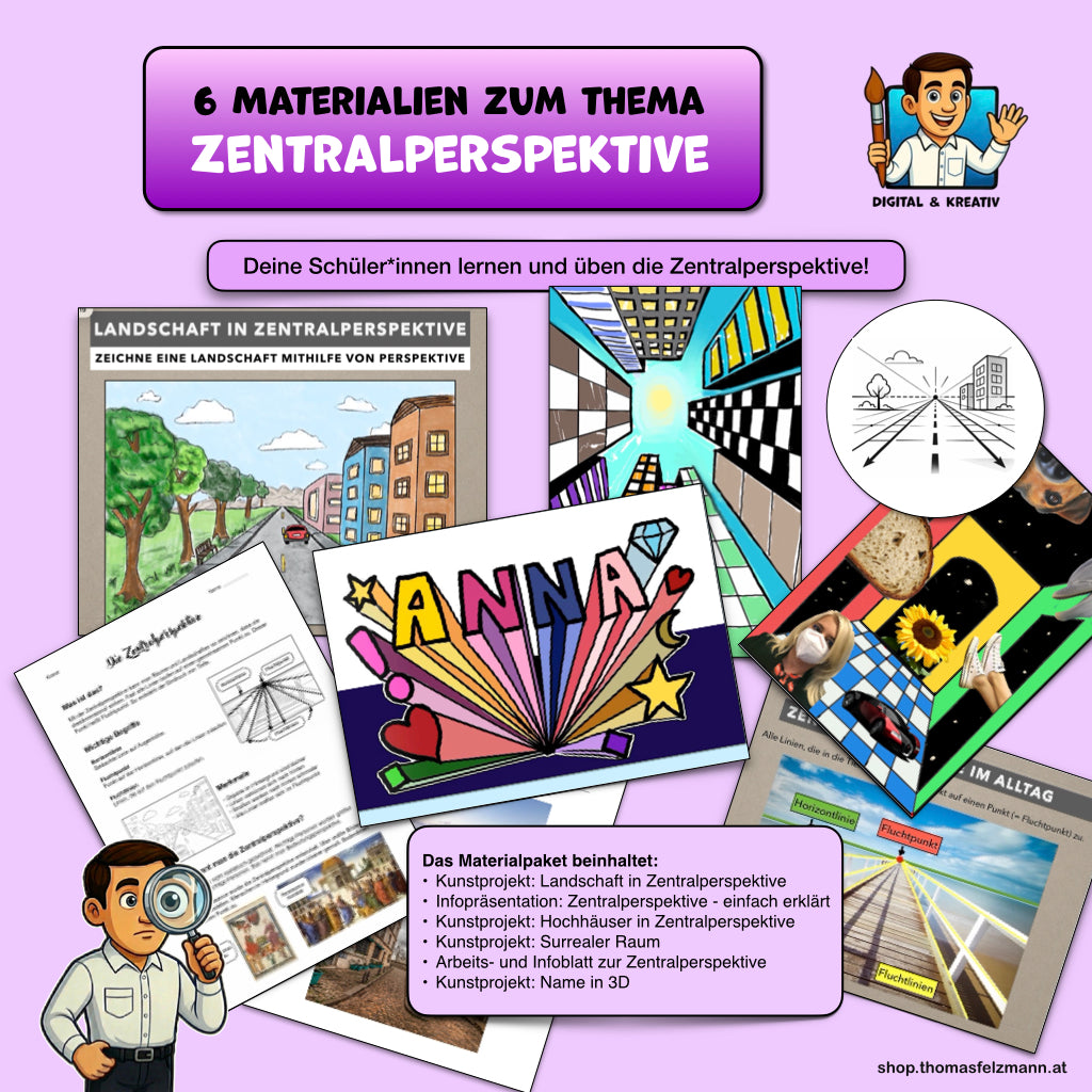 6 Materialien zur Zentralperspektive – Komplett-Bundle für die Sekundarstufe I (PowerPoint + PDF)