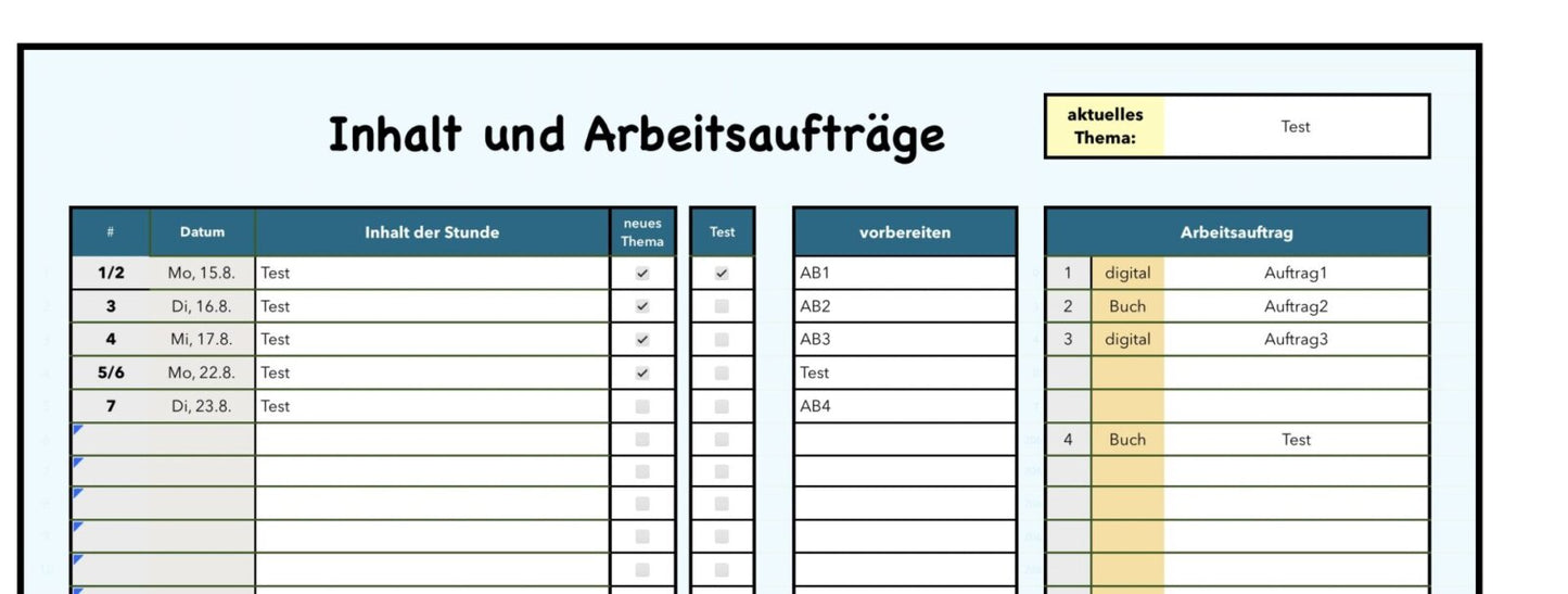 Notenverwaltung mit Numbers – digitale Notenübersicht für iPad (6 Noten)