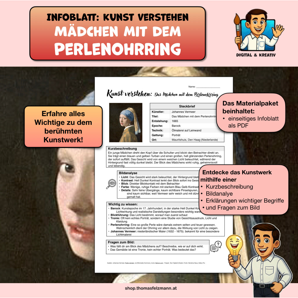 Kunst verstehen: Das Mädchen mit dem Perlenohrring – Infoblatt zur Bildanalyse (PDF)
