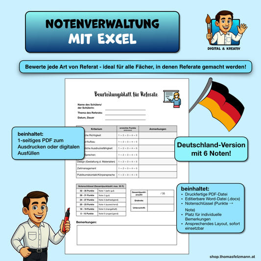 Beurteilungsblatt für Referate (6 Noten)