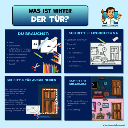 Was ist hinter der Tür? Kreatives Kunstprojekt mit aufklappbarer Tür (20 Seiten)
