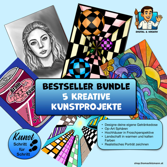 5 Kunst-Bestseller im Bundle: kreative Projekte für die Sekundarstufe