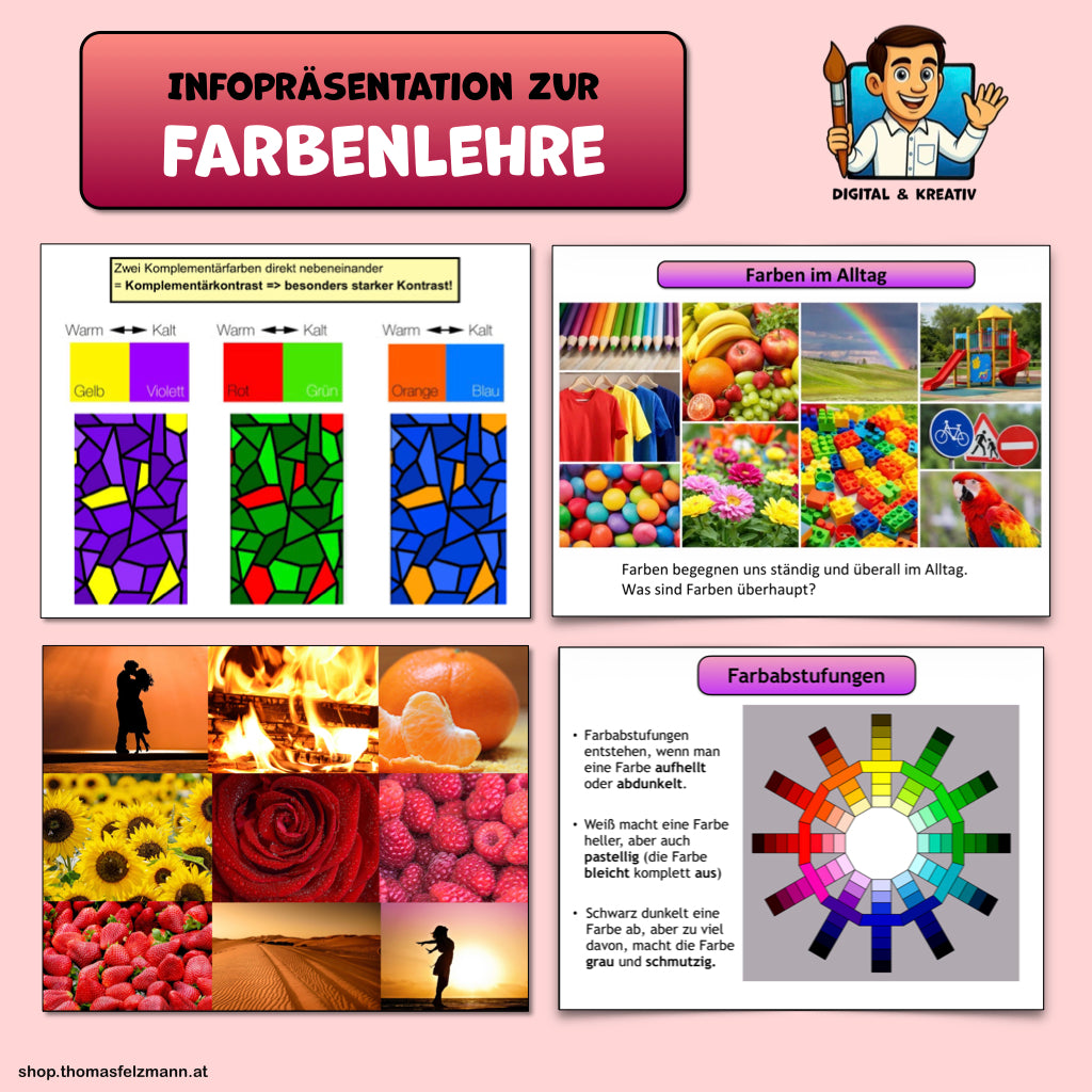 Farbenlehre einfach erklärt – 22-seitige Präsentation für den Kunstunterricht (PDF)