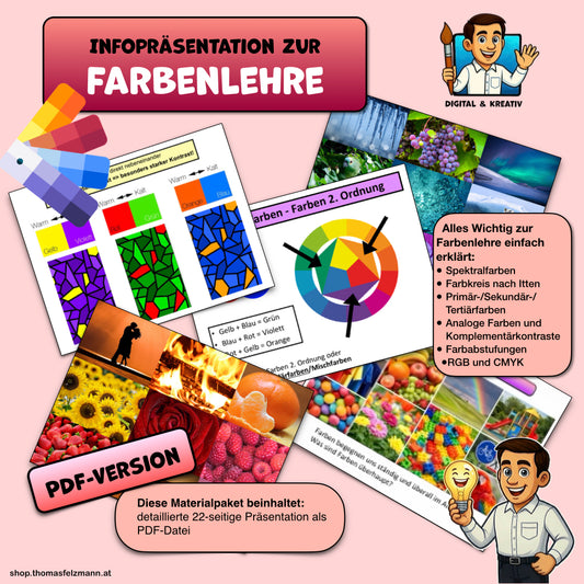 Farbenlehre einfach erklärt – 22-seitige Präsentation für den Kunstunterricht (PDF)