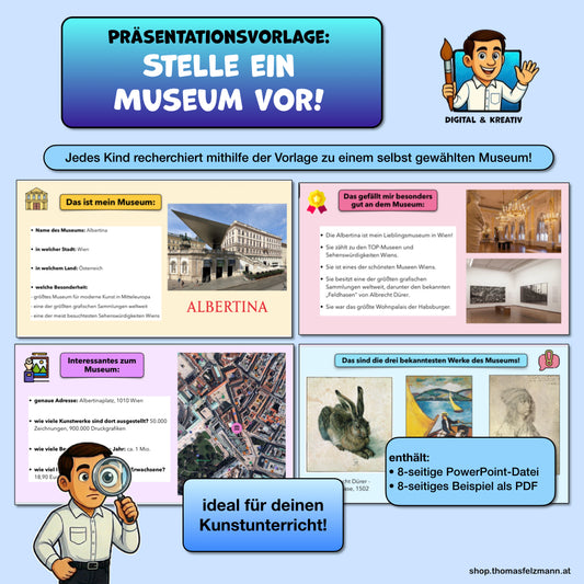 Museum vorstellen: Vorlage für eine digitale Museumspräsentation im Kunstunterricht (PowerPoint + PDF Beispiel)