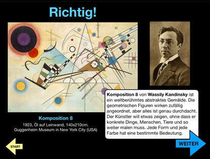 Die bekanntesten Kunstwerke der Welt, interaktive Quiz-Präsentation für den Kunstunterricht, 52 Seiten
