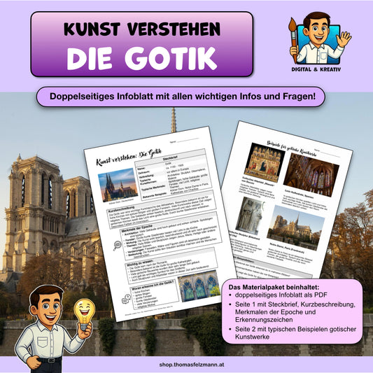 Kunst verstehen: Die Gotik. 2-seitiges Infoblatt für den Kunstunterricht