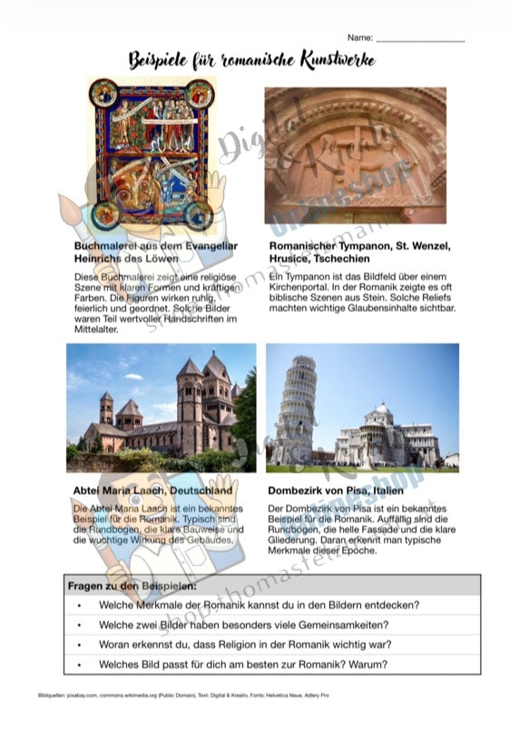 Kunst verstehen: Die Romanik – 2-seitiges Infoblatt für den Kunstunterricht