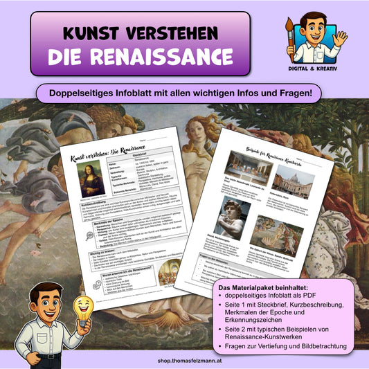 Kunst verstehen: Die Renaissance – 2-seitiges Infoblatt für den Kunstunterricht