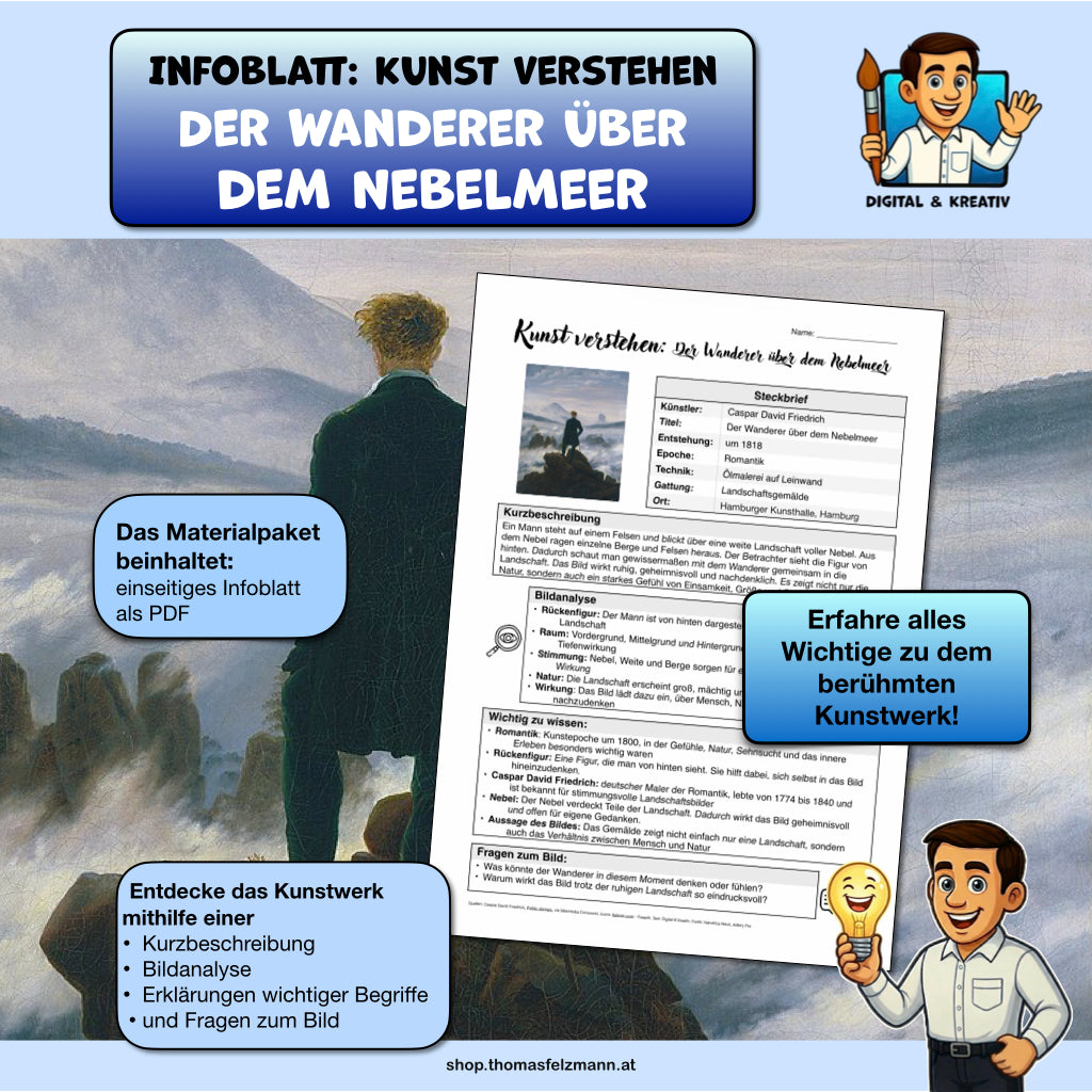 Kunst verstehen: Der Wanderer über dem Nebelmeer (1 Seite PDF)