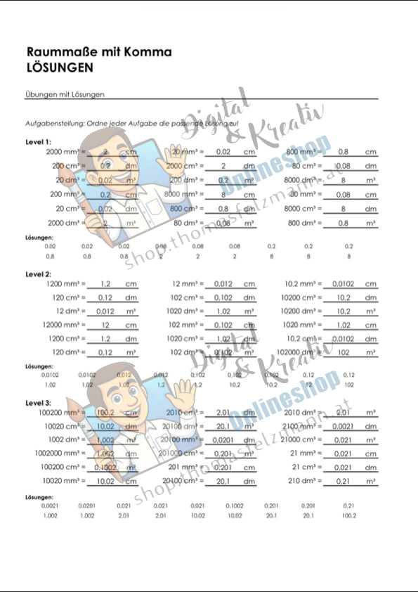Kostenloses Freebie: Raummaße mit Komma