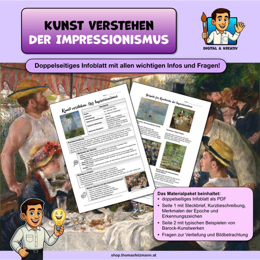 Kunst verstehen: Der Impressionismus | Infoblatt zu einer wichtigen Kunstepoche (2 Seiten PDF)