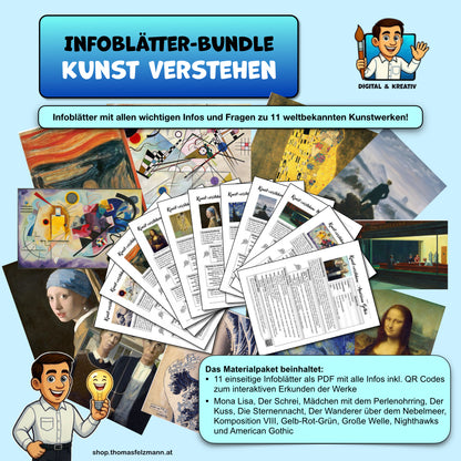 Kunst verstehen Bundle | 12 Infoblätter zu berühmten Kunstwerken und Kunstepochen | PDF
