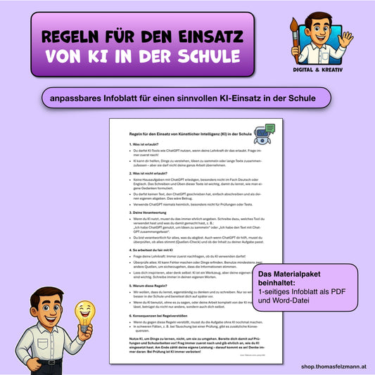Regeln für den Einsatz von Künstlicher Intelligenz in der Schule | Freebie PDF + Word