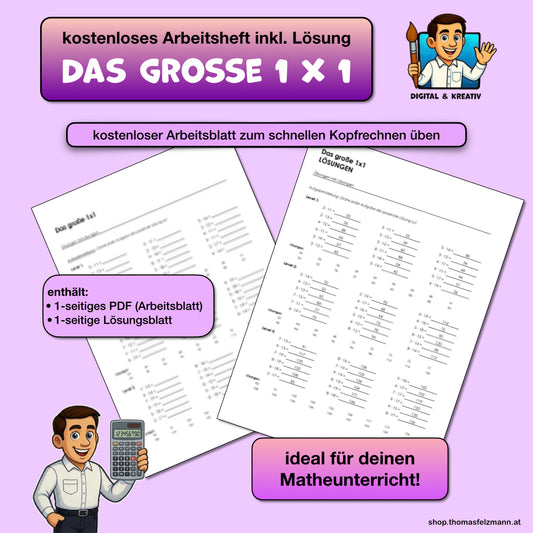 Das große 1x1: Aufgaben mit Lösungen kostenlos herunterladen