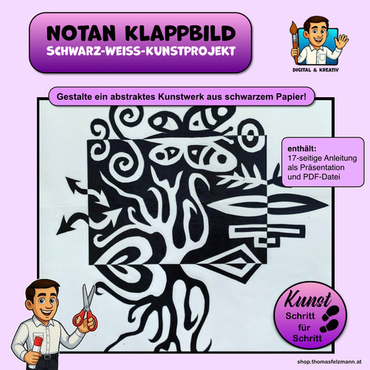 Notan Klappbild: Schwarz-Weiß-Kunstprojekt mit positivem und negativem Raum