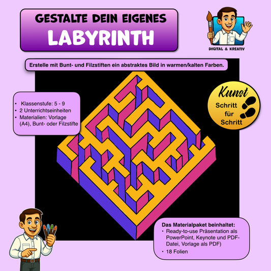 KUNST Schritt für Schritt: Gestalte ein eigenes Labyrinth (inkl. Vorlage)