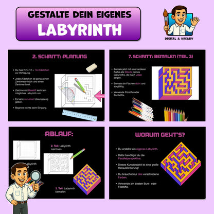 KUNST Schritt für Schritt: Gestalte ein eigenes Labyrinth (inkl. Vorlage)