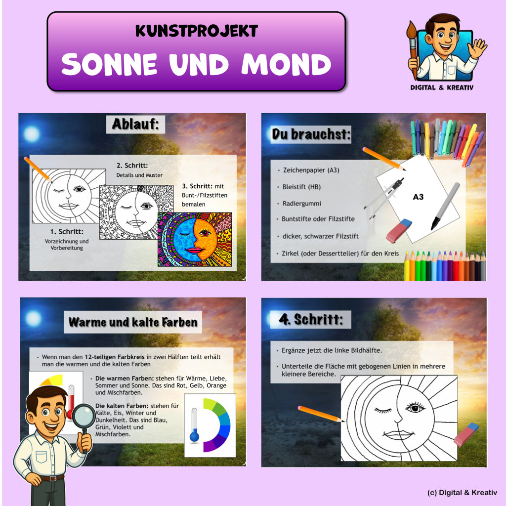 Kunst Schritt für Schritt: Sonne und Mond