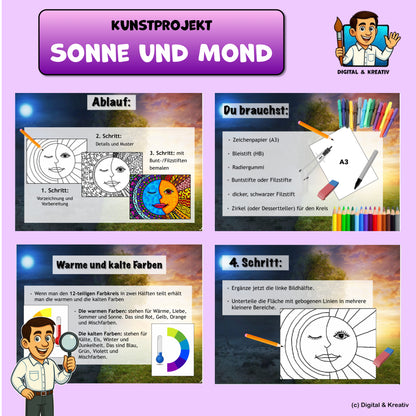Kunst Schritt für Schritt: Sonne und Mond