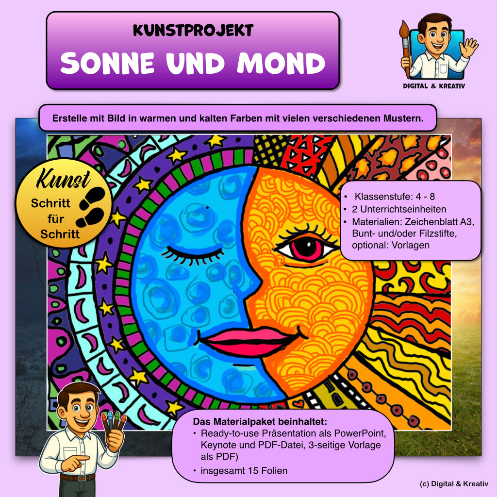 Kunst Schritt für Schritt: Sonne und Mond