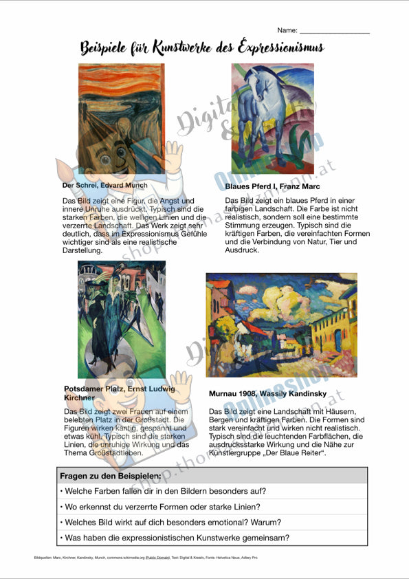 Kunst verstehen: Der Expressionismus | Infoblatt zur Kunstepoche (2 Seiten) | PDF