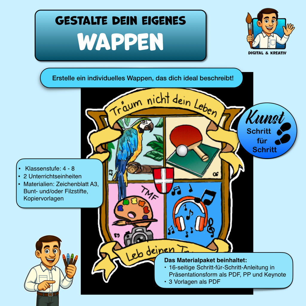 Kunst Schritt für Schritt: Gestalte dein eigenes Wappen! (inkl. 3 Vorlagen)