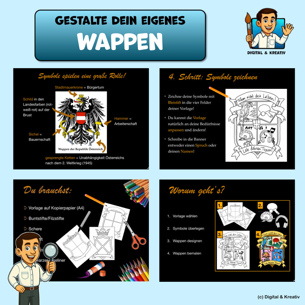 Kunst Schritt für Schritt: Gestalte dein eigenes Wappen! (inkl. 3 Vorlagen)