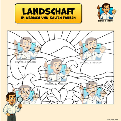 Kunst Schritt für Schritt: Meereslandschaft in warmen und kalten Farben (inkl. Vorlage)