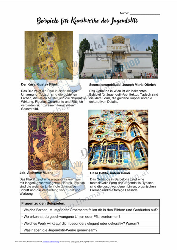 Kunst verstehen: Der Jugendstil | Infoblatt zur Kunstepoche (2 Seiten) | PDF