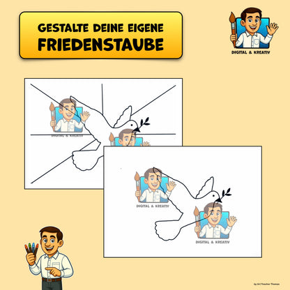 Kunst Schritt für Schritt: Gestalte eine Friedenstaube! (inkl. 2 Vorlagen)