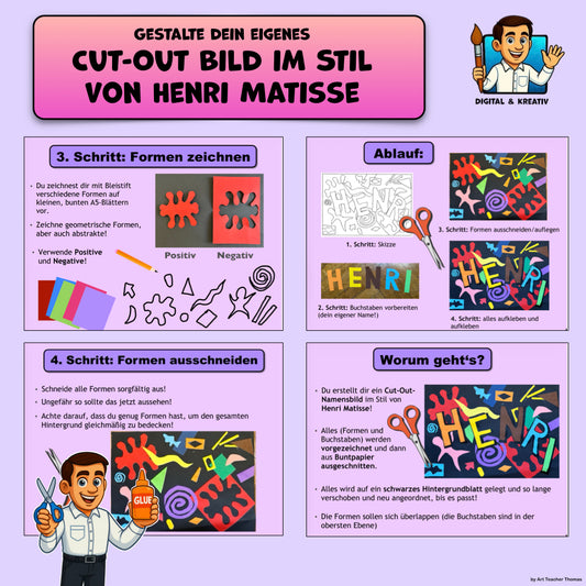 Kunst Schritt für Schritt: Cut-Out-Bild nach Matisse! (inkl. Vorlage)