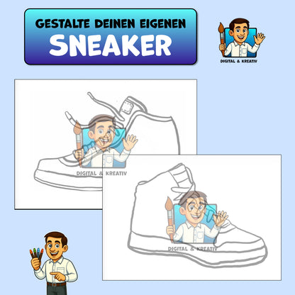 KUNST Schritt für Schritt: Sneaker-Design mit 2 Vorlagen (Bunt-/Filzstifte)