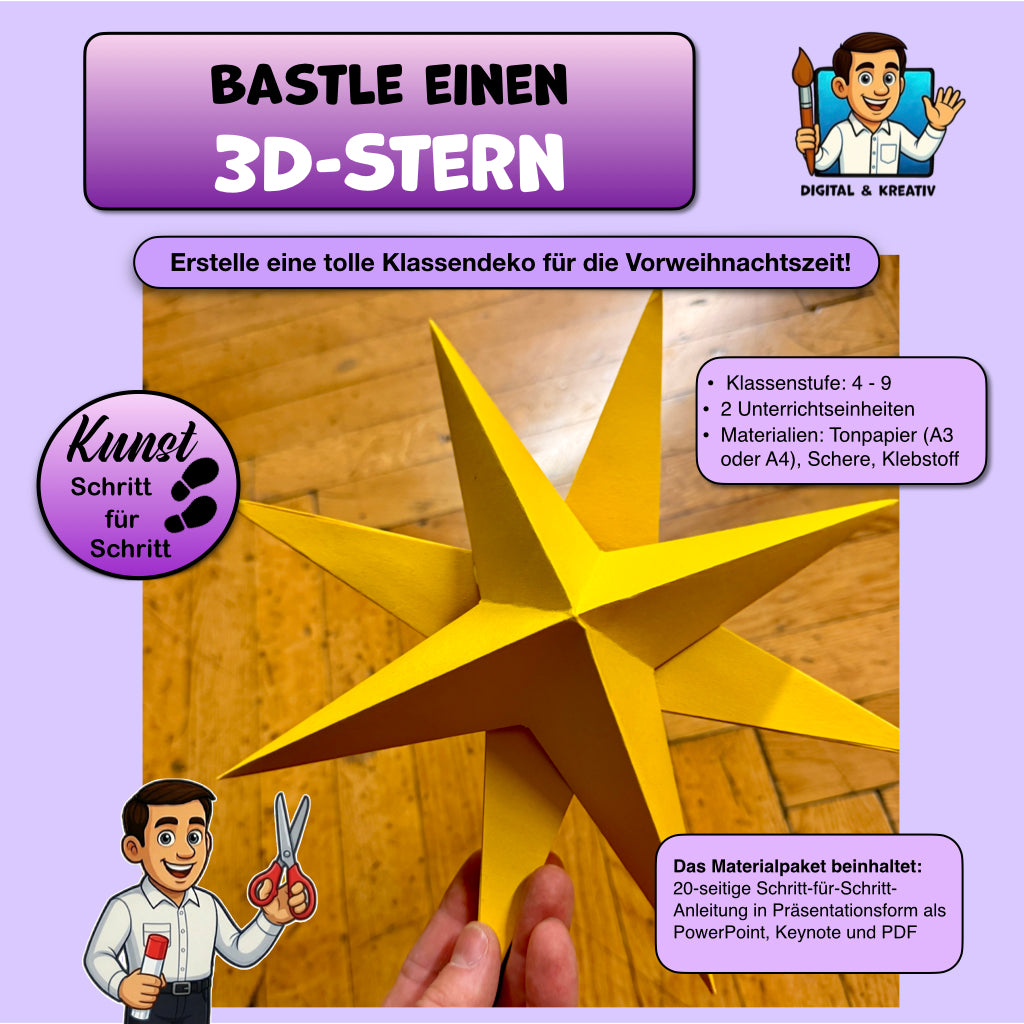 Kunstprojekt „3D-Stern aus Tonpapier“ – Titelbild