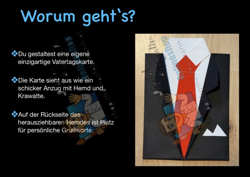 Vatertagskarte basteln | Anzug mit Hemd und Krawatte | PowerPoint + PDF