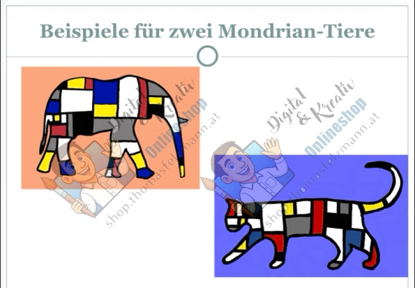 Abstraktes Kunstwerk nach Mondrian Kunstprojekt (15 Seiten) | PowerPoint + PDF