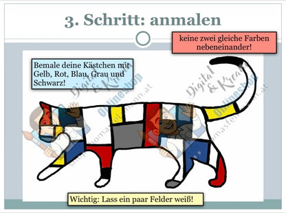 Abstraktes Kunstwerk nach Mondrian Kunstprojekt (15 Seiten) | PowerPoint + PDF
