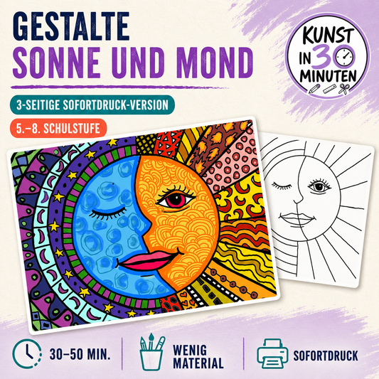 Kunst in 30 Minuten: Gestalte Sonne und Mond – Warme und kalte Farben