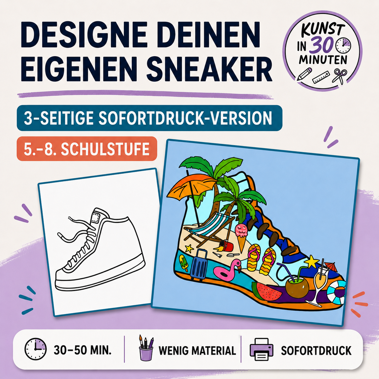 Designe deinen Sneaker – Kunst in 30 Minuten | Sofortdruck-Version