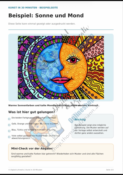 Kunst in 30 Minuten: Gestalte Sonne und Mond – Warme und kalte Farben